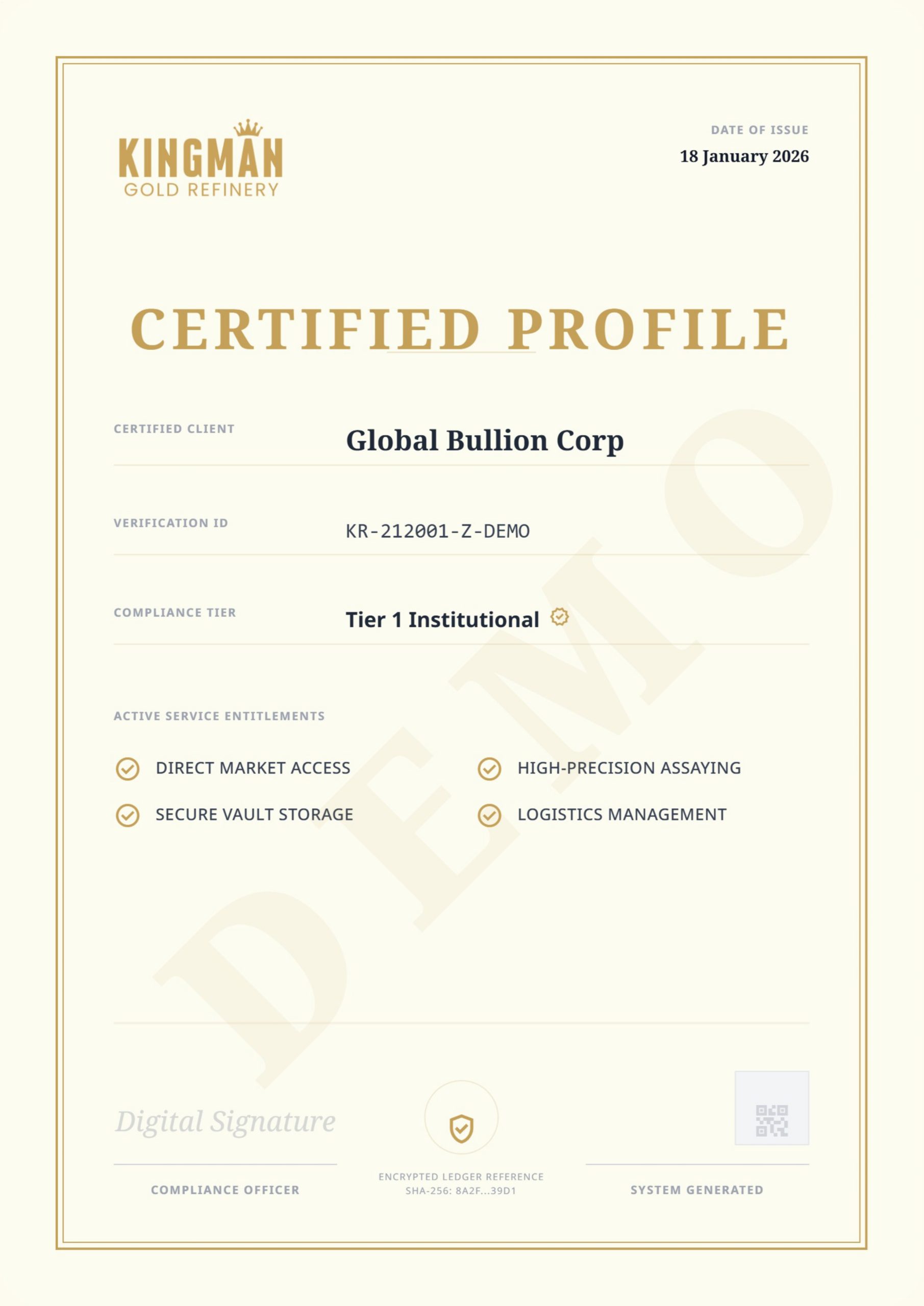 Kingman Refinery Certificate